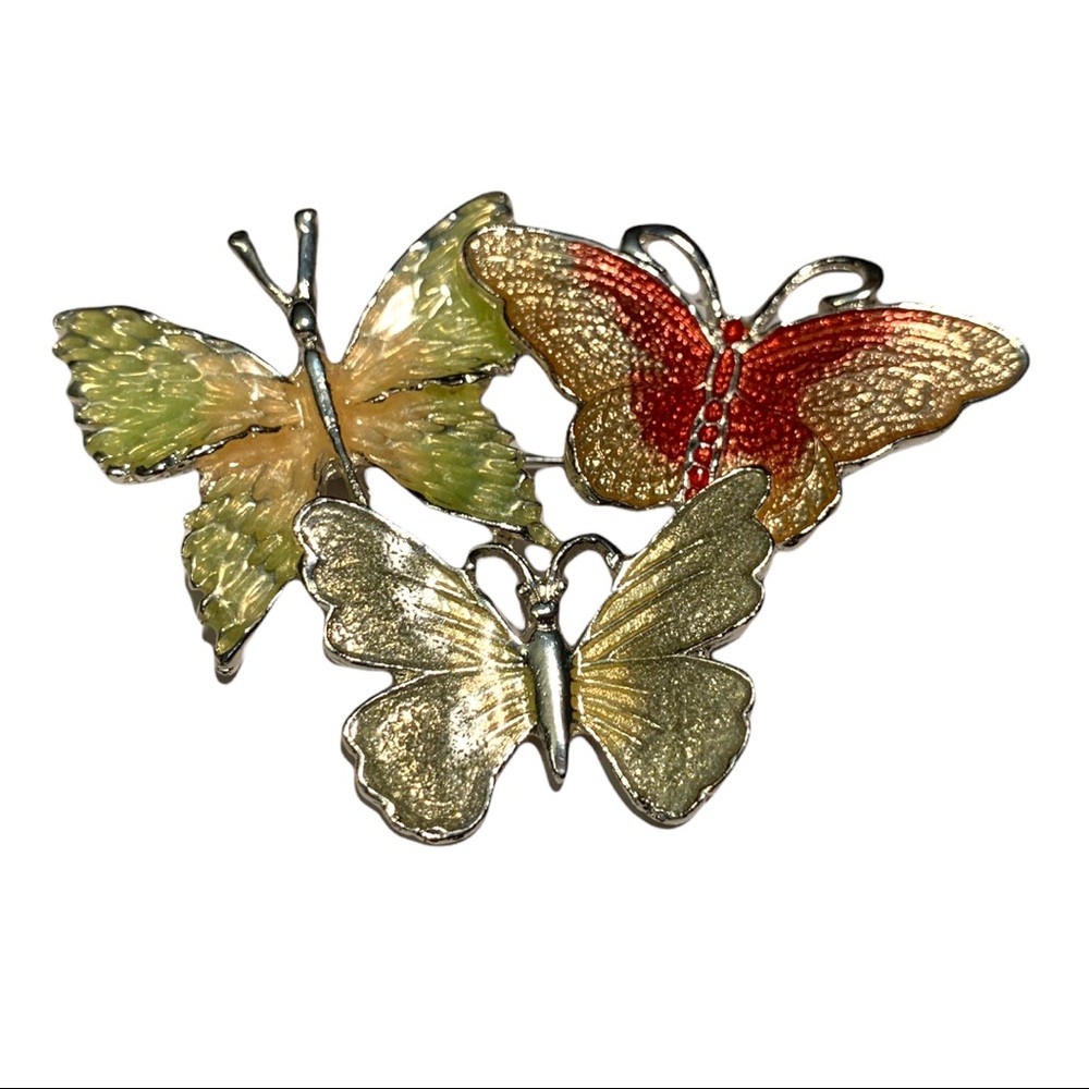 Vintage Butterfly Textured Silver Tone Brooch Pin